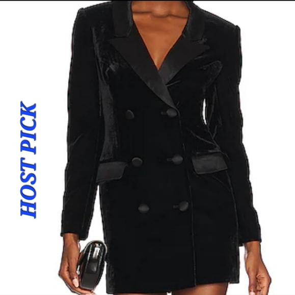 Bloomingdale's Jackets & Blazers - Bloomingdale's velvet tuxedo dress/long jacket